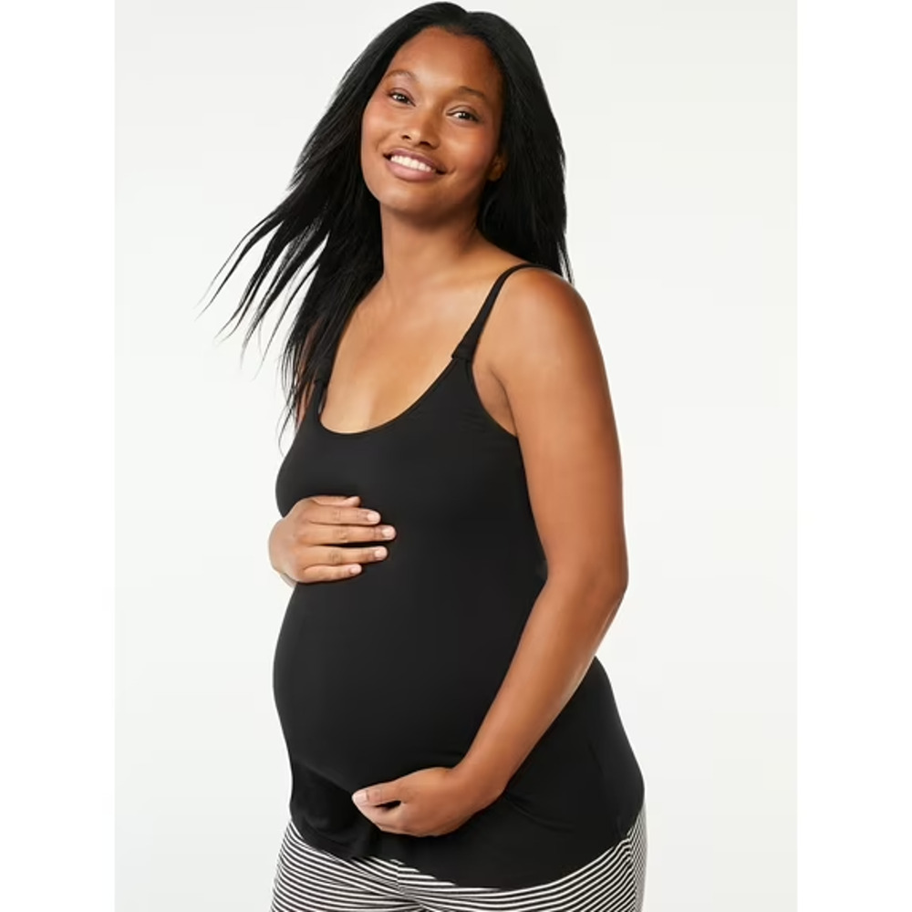 Joyspun Maternity Nursing Cami with Hidden Clip Women's S/M Black Soot